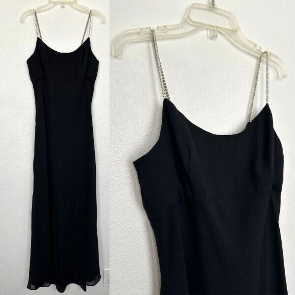 Jessica McClintock Gunne Sax Gown Jewel Strap Maxi Made in USA Vtg Women's XS